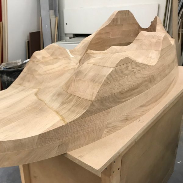 Contoured Oak Table Base Design 