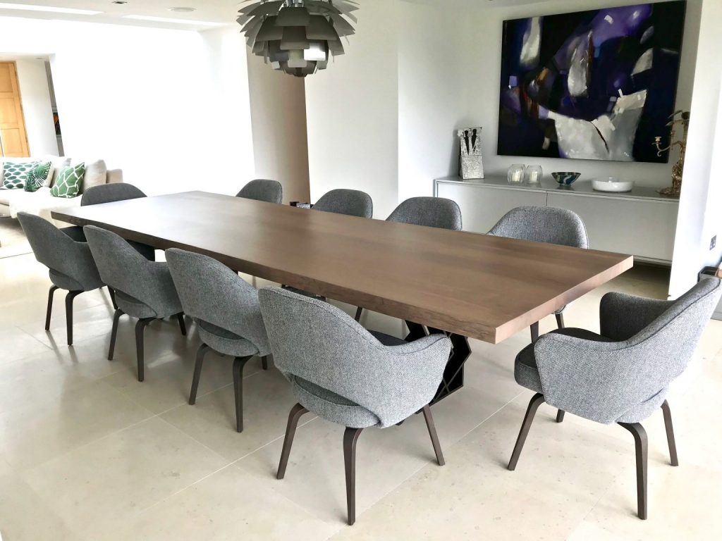 Solid Wood - Metal Base - Handmade Dining Table- seats 10