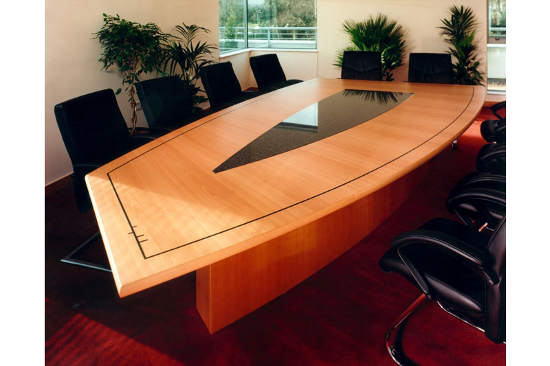 Boardroom made using steamed beech and ebony inlays 