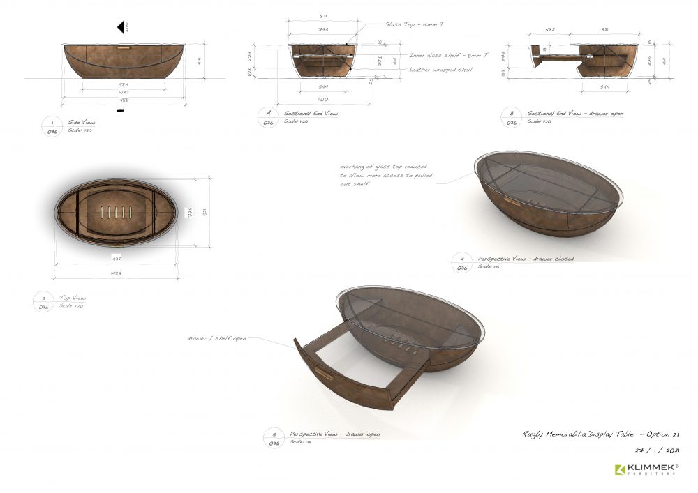 Custom-Made Rugby Memorabilia Table | Klimmek Furniture